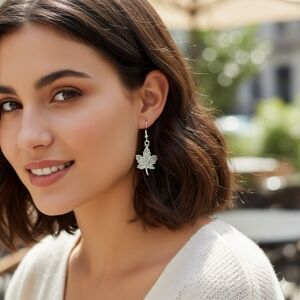 Danty 925 Silver Fall Maple leaf earrings